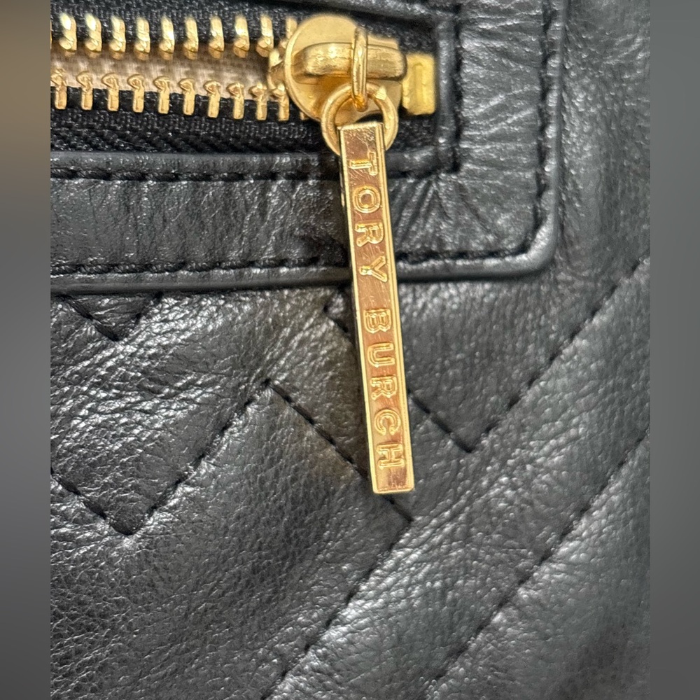 Tory Burch Black T Stitched Tote Bag - Picture 4 of 15